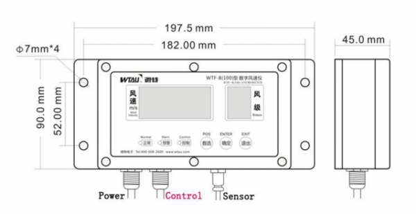 WTF-B100/24 - WIRED ANEMOMETER (1x Relay alarm output + 2x visual alarms) - Image 3